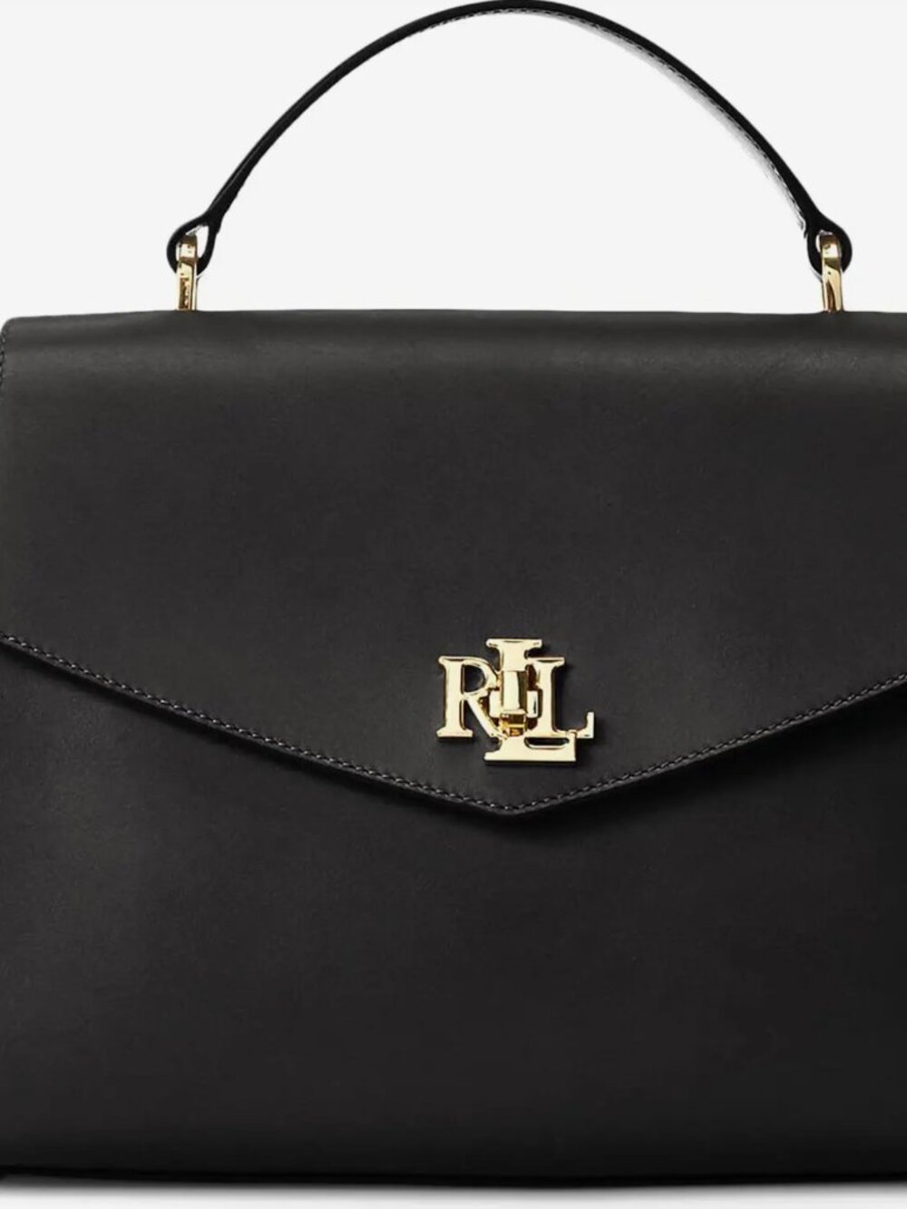 Lauren Ralph Lauren Medium Black Leather Farrah Satchel Bag